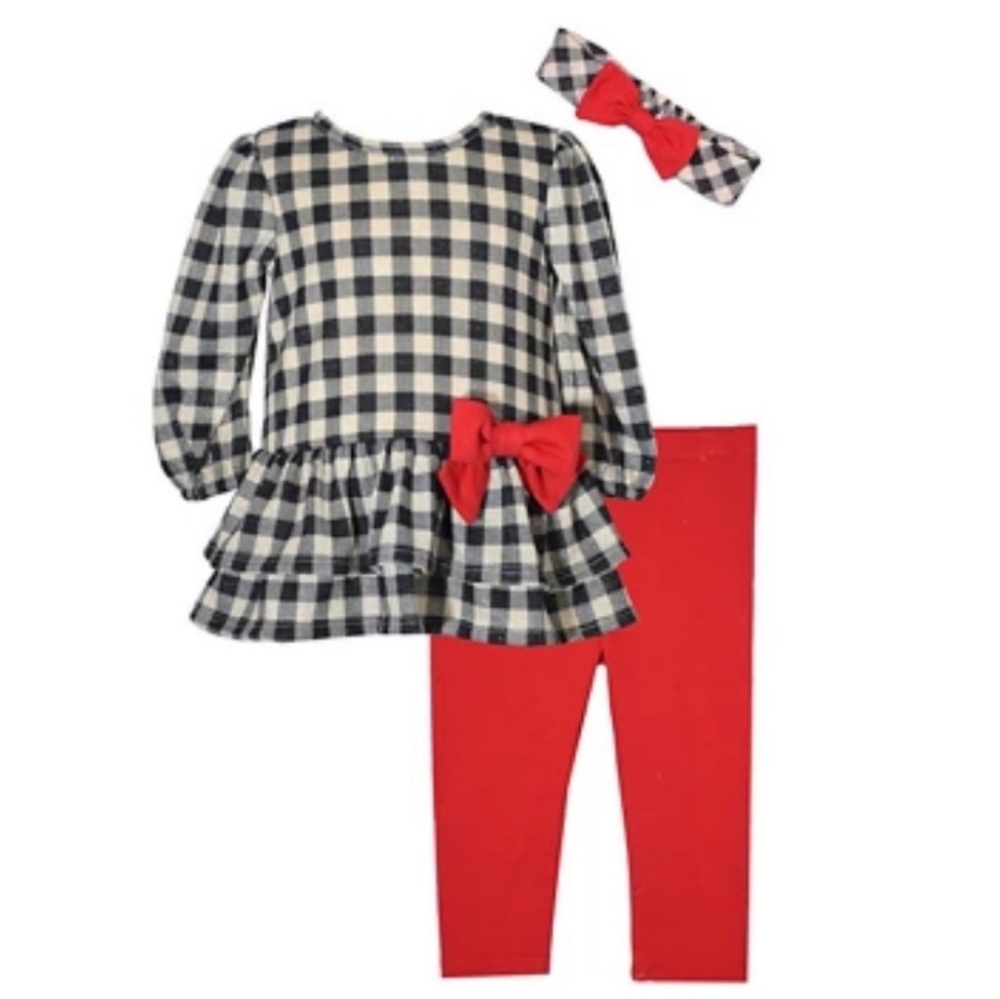 Bonnie Jean Girls Shiny Check Tunic and Pants Set